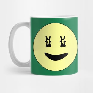 Classic retro Smiley Face Emoji with Bunny Eyes Mug